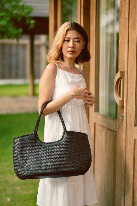 Handwoven Braided Basket Weave Tote