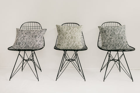 Powered by People Contemporary Graphic Linen Accent Pillow with Removable Cover - 18 x 18