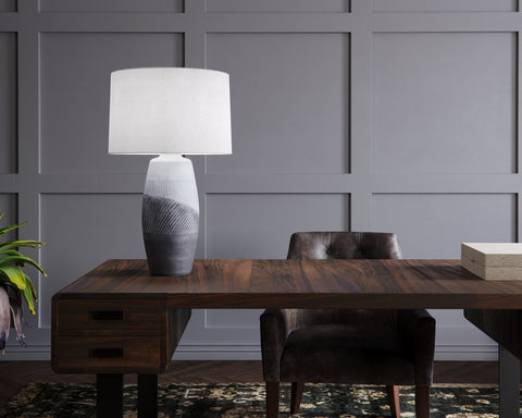 Aaron Accent Graphic Drum Table Lamp Eclectic