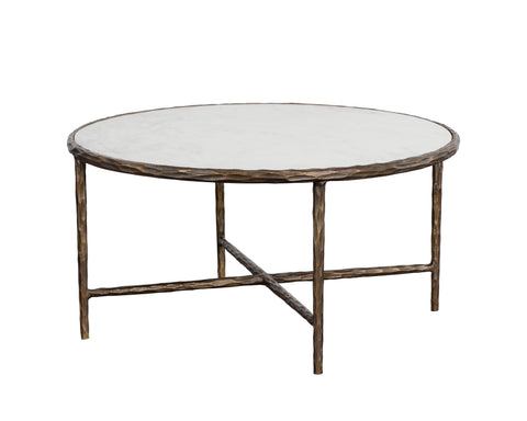 Sunpan Riyaz Traditional Round Marble Coffee Table