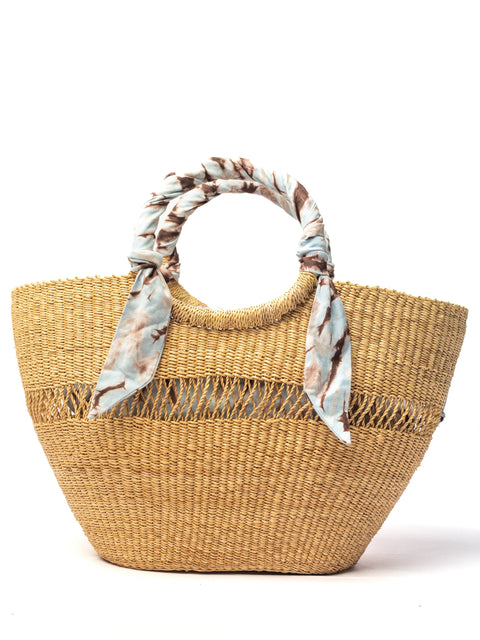 Beach Braided Basket Weave Open Top Basket Bag
