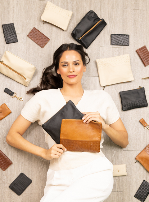 Braided Basket Weave Pouch with Zipper Closure