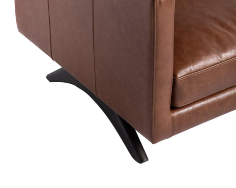 Rogers Mid Century Modern Genuine Leather Standard Sofa