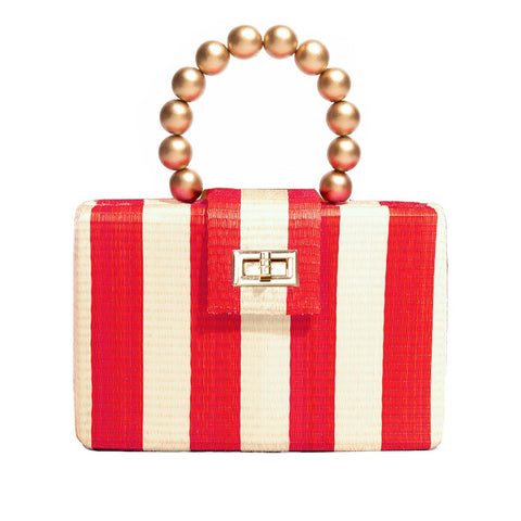 Vacation Stripe Handmade Beads Clutch