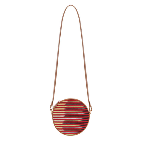 Stripe Crossbody with Zip Top and Zipper Closure
