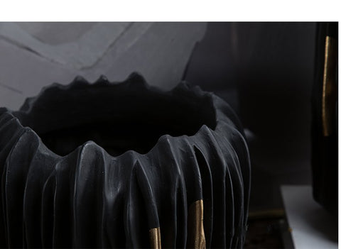 Decorating Essentials Asymmetrical Matte Bowl Vase with Gilding