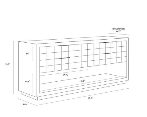 Akava Minimalist Double Dresser with Pull Handles Chest
