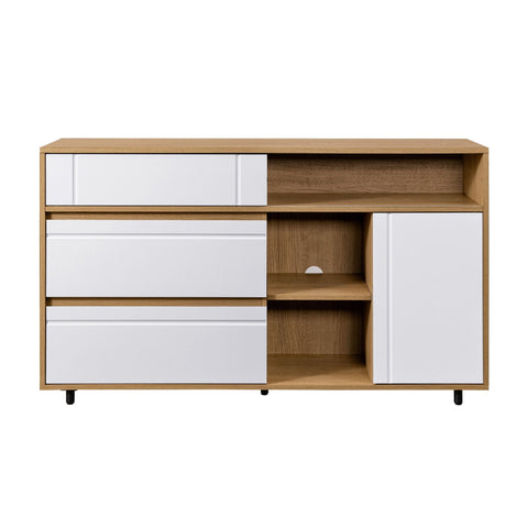 Contemporary Minimalist Sideboard with Inset Handles Cabinet