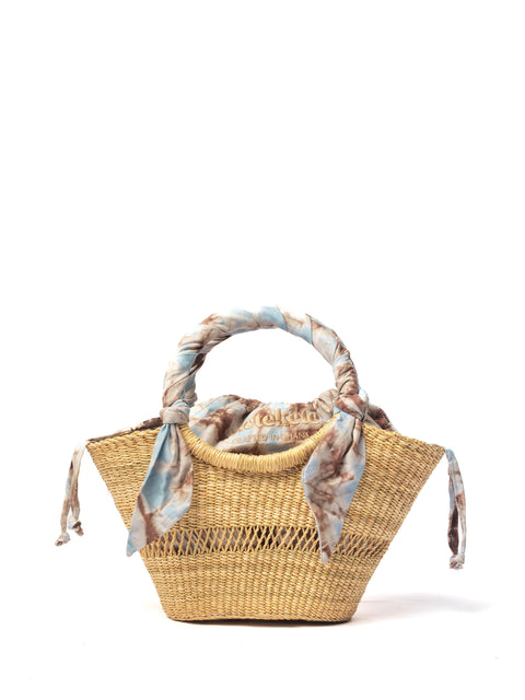 Basket Weave Basket Bag with Tie Closure
