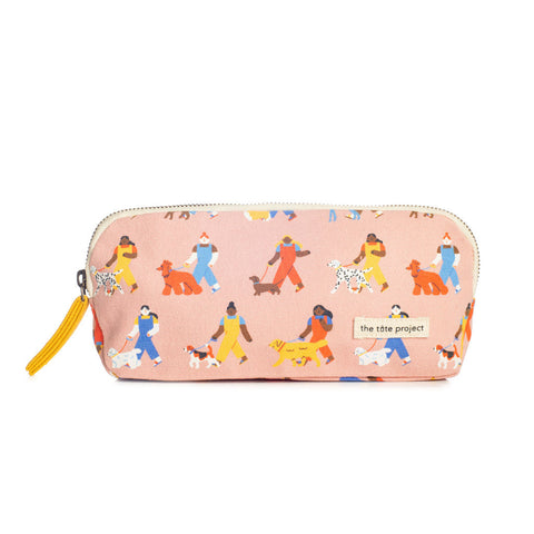 Graphic Print Zipper Pouch with Exterior Pockets