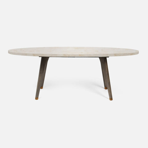 Made Goods Minimalist Tulip Dining Table with Oval Stone Frame