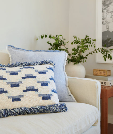 Anaya Monochromatic Scandinavian Linen Fringe Accent Pillow - 26X 26 - 20 x 20 - 14 x 20