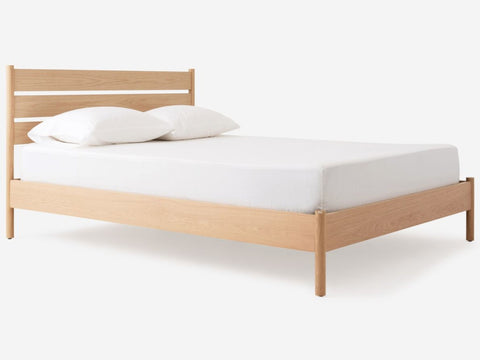 EQ3 Minimalist Monarch Slat Platform Bed in Walnut - King - King - Queen