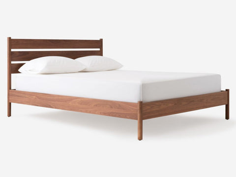 EQ3 Minimalist Monarch Slat Platform Bed in Walnut - King - King - Queen