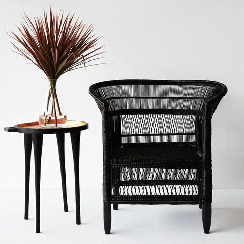 Malawi Cane Global Eclecticist Bohemian Barrel Accent Chair