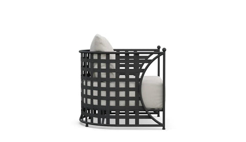 Traditional Club Armchair with Fixed Arms and Barrel Back