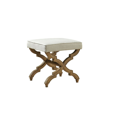 Artful Traditionalist Upholstered Oak Footstool