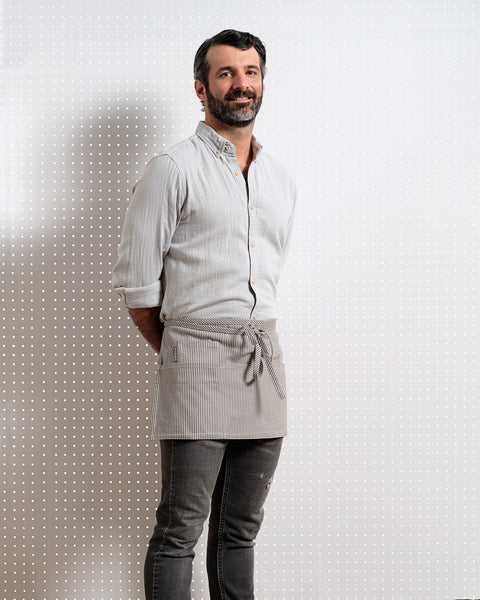 Waist Adjustable Stripe Apron with Deep Pockets