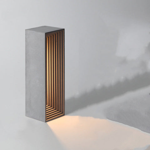 Accent Concrete Column Table Lamp with Cut-Out Design