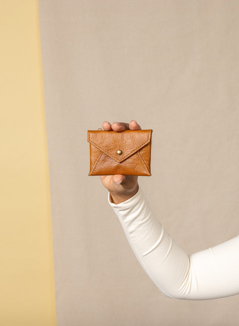 Handmade Compact Leather Pouch with Snap Closure