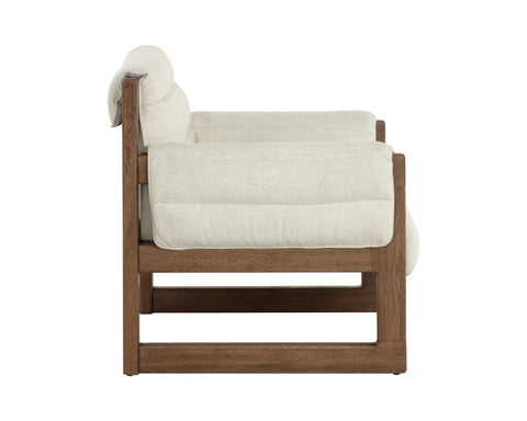 Timeless Minimalist Modern Oak Upholstered Chair & a Half
