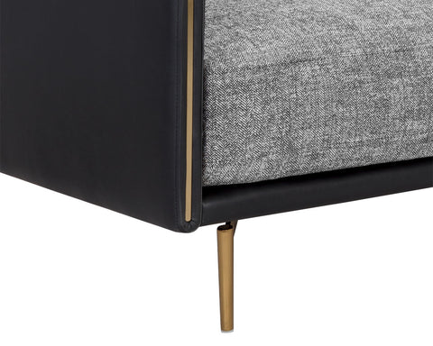 Ashi Herringbone Faux Leather Standard Sofa with Square Armrests