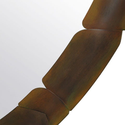 Traditional Handcrafted Bronze Round Accent Mirror for Entryway