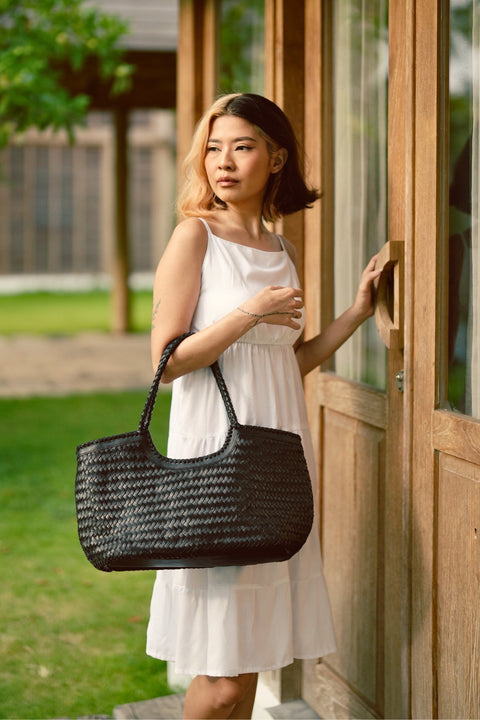 Handwoven Braided Basket Weave Tote