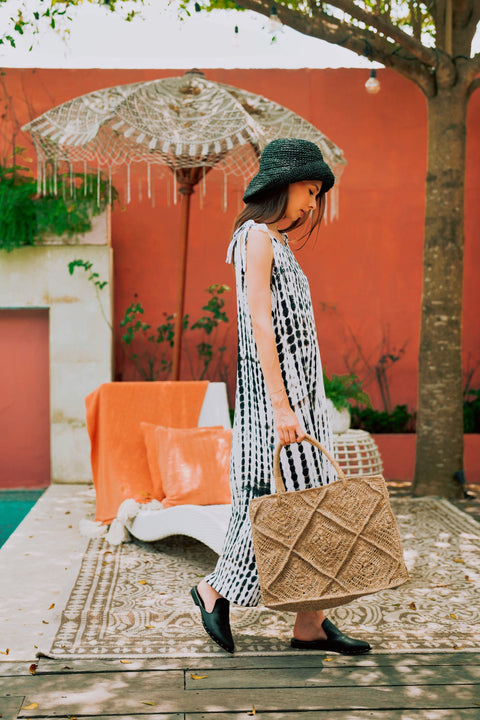 Beach Geometric Handmade Tote with Braided Design