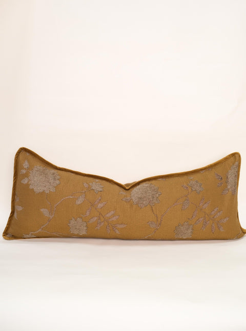 Artful Traditionalist Vintage Embroidery Lumbar Pillow