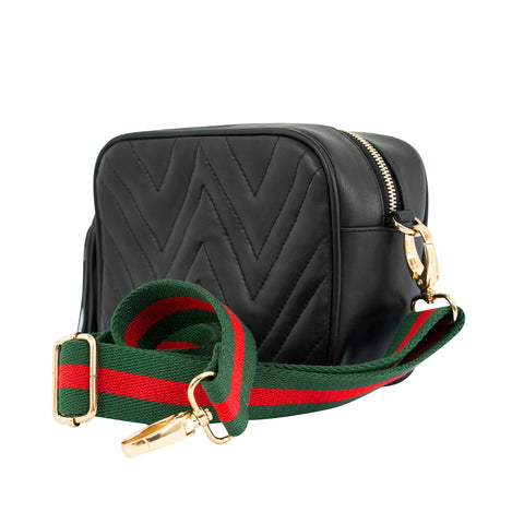 Chevron Quilted Crossbody with Tassels and Zipper Closure