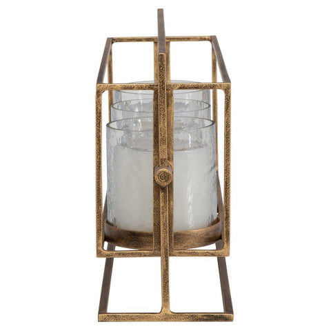 Uttermost Contemporary Textured Glass and Iron Hurricane Set - Set of 3