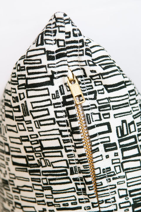 Powered by People Contemporary Graphic Linen Accent Pillow with Removable Cover - 18 x 18