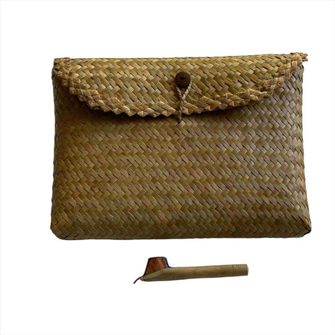 Handwoven Braided Flap Pouch with Tie Closure
