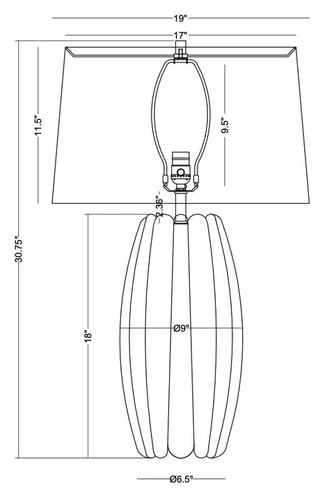 Bandini Column Drum Table Lamp with Fluted Scallop Trim