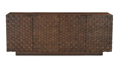Geometric Veneer Sideboard with Inset Handles Cabinet