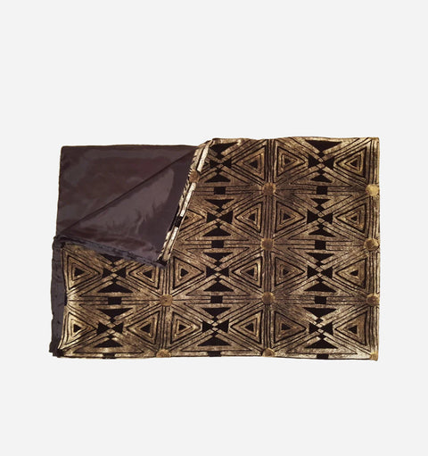 Via Venezia Textiles Contemporary Geometric Velvet Throw with Decorative Finish - 35 x 76