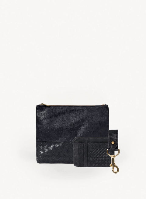 Braided Zip Top Lined Pouch with Pocket