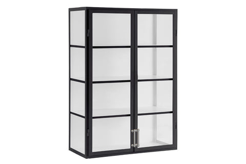 Modern Wall Cabinet with Glass and Wood Display