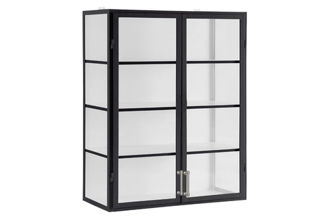 Modern Wall Cabinet with Glass and Wood Display