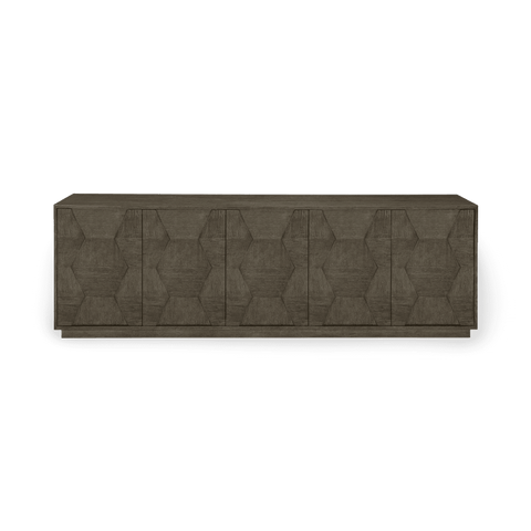 Linea Modern Cerused Wood Credenza Cabinet