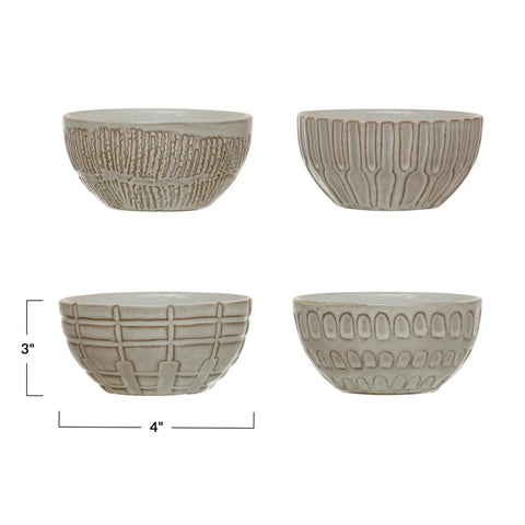 The Lifestyle Lab Eclectic Casual Embossed Geometric Bowl Set - Set of 4