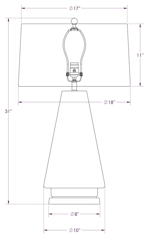 Bronte Modern Handcrafted Conical Table Lamp