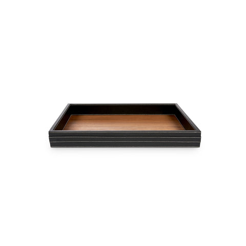 Modern Abstract Leather Serving Tray with Contrast Trim