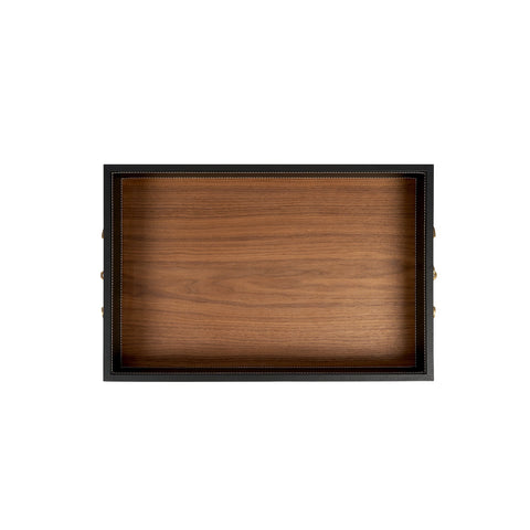Modern Abstract Leather Serving Tray with Contrast Trim