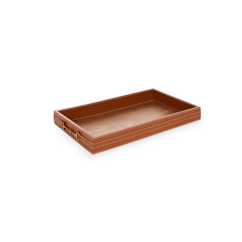 Modern Abstract Leather Serving Tray with Contrast Trim
