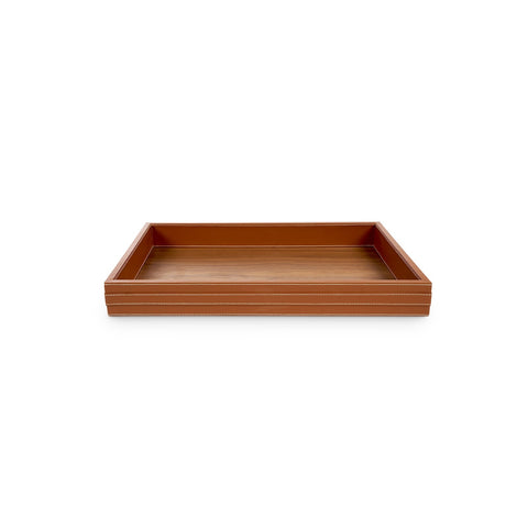 Modern Abstract Leather Serving Tray with Contrast Trim