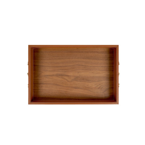Modern Abstract Leather Serving Tray with Contrast Trim