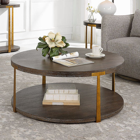 Palisade Contemporary Round Coffee Table with Frame Base