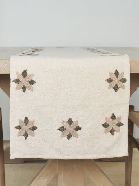 Tabletop Essentials Organic Embroidered Rectangular Table Runner